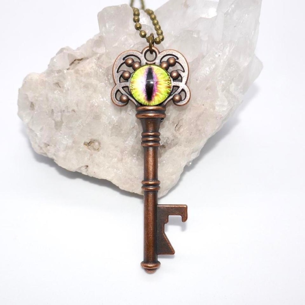 Green Eye Key Necklace